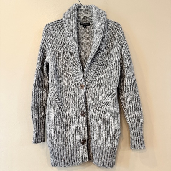 NWOT Banana Republic Italian Yarn Chunky Knit Cardigan Wool Blend Sz‎ S Gray - Picture 1 of 10
